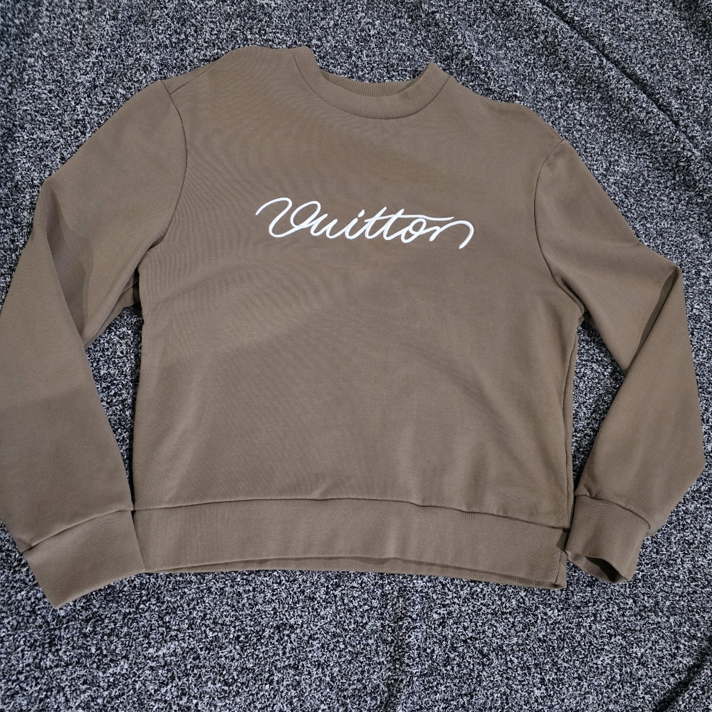 Louis Vuitton Brown Script Embroidered Crewneck Sweater XS